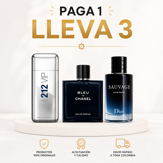 KIT 3 PERFUMES (212VIPMEN+BLEU+SAUVAGE)