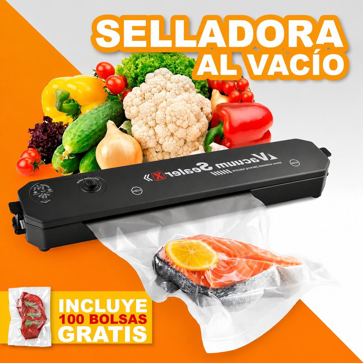 Maquina selladora al vacio + 100bolsas