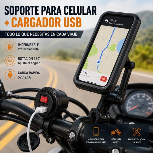 Combo Holder HL-69 + Cargador USB Moto