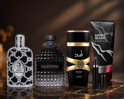 KIT DE 3 PERFUMES PREMIUM (ASAD + BORN IN ROMA + OUD SAFFRON) + CREMA 200 ML