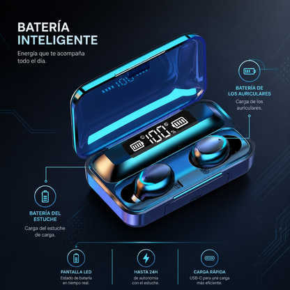Audífonos Inalámbricos F9 TWS — Bluetooth 5.1 + Powerbank