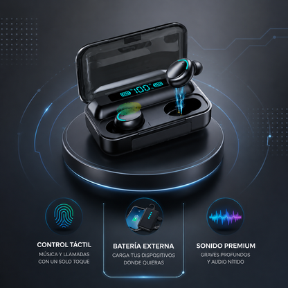 Audífonos Inalámbricos F9 TWS — Bluetooth 5.1 + Powerbank