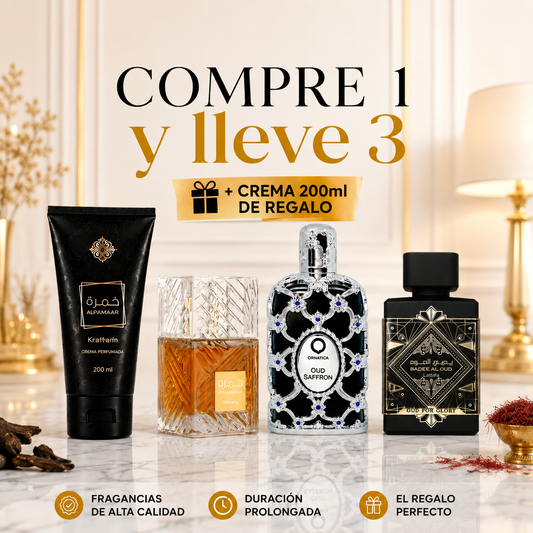 PROMO - Kit 3 Perfumes Caballero + Crema 200ml