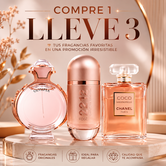 KIT 3 PERFUMES (OLYMPEA+212ROSE+COCOCHANEL)