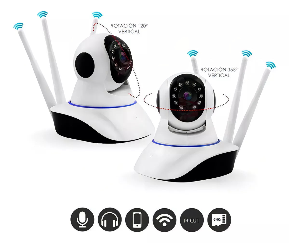 Cámara de Seguridad 360° con antenas