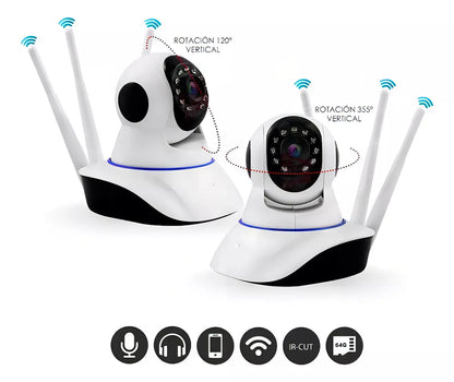 Cámara de Seguridad 360° con antenas