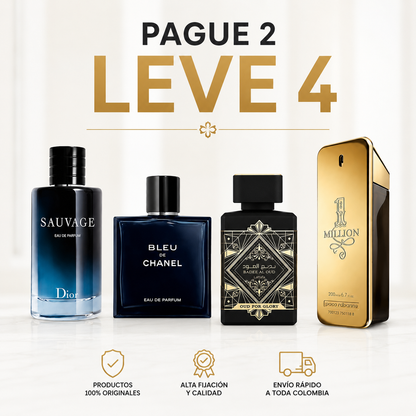 KIT DE 4 PERFUMES (OUD FOR GLRORY+SAUVAGE+BLEU+ONE MILLION)